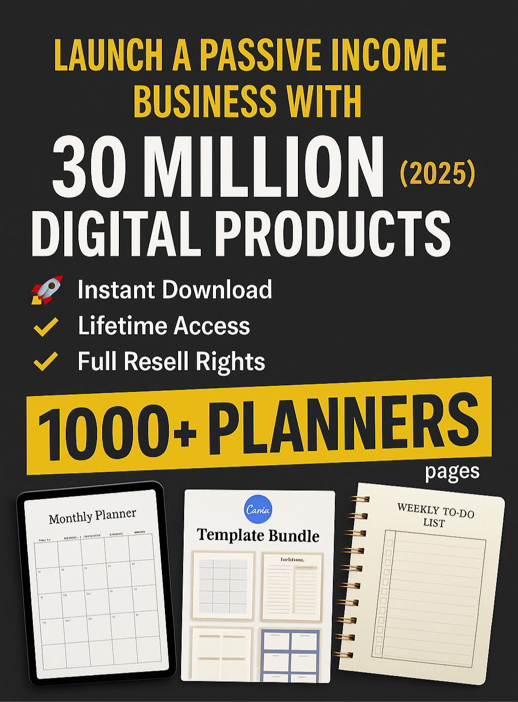 30M+ Resell-Ready Digital Products – Build a 6-Figure Passive Income Business | Instant Download + Lifetime Resell Rights (2025)