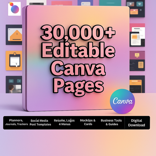 30,000+ PLR Canva Templates with Master Resell Rights – Mega Bundle of Planners, Journals & Digital Printables (Editable + 2025 Updated)